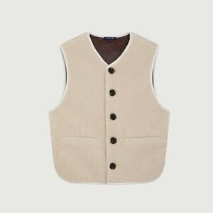 soeur Beige Sherpa Button-Up Vest